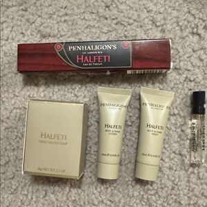 Penhaligon’s halfti toiletry set: triple milled soap, body wash and body lotion